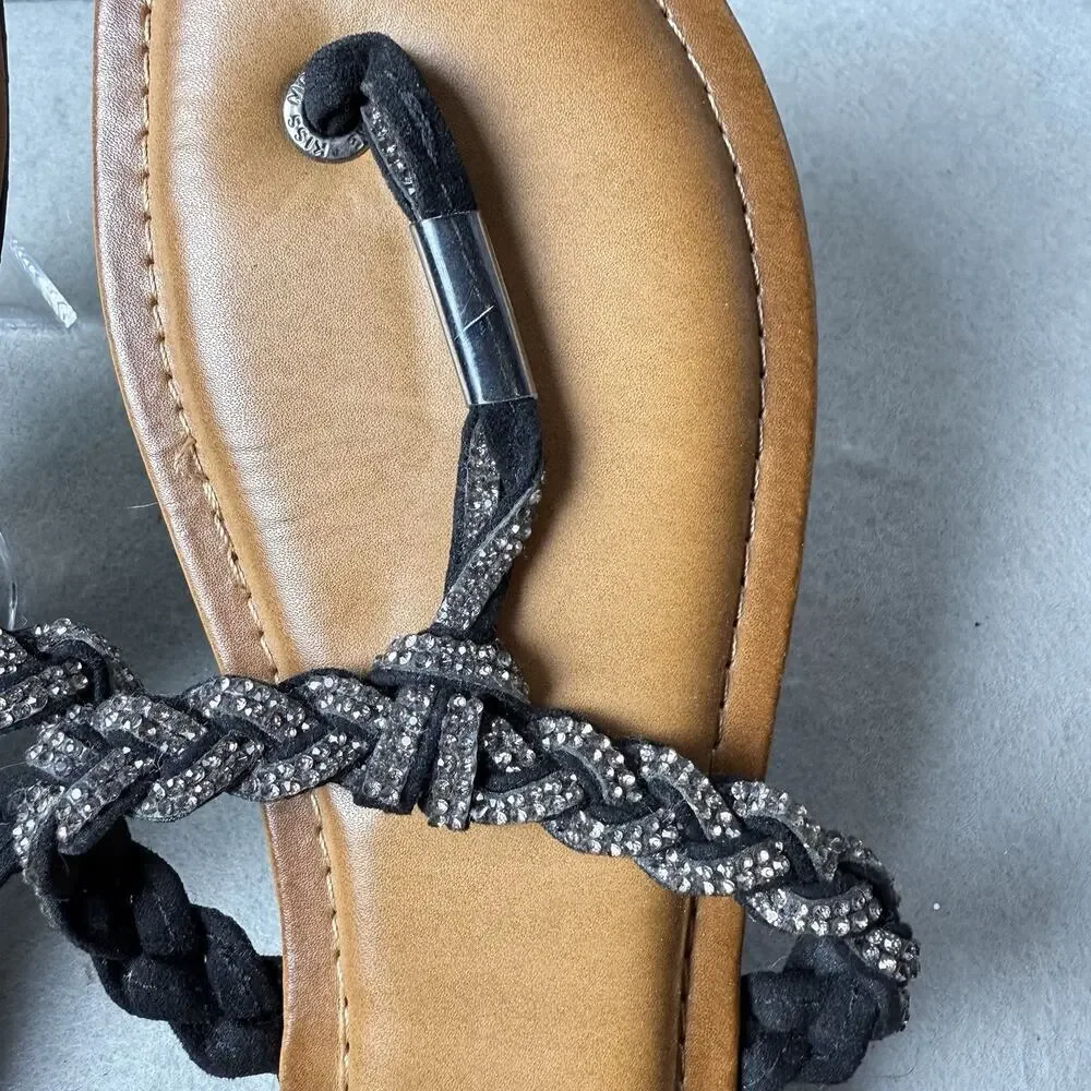 Palms Flip Flop Sandals Thong Black With Rhinestone Size 9M